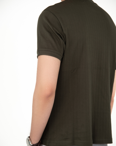 Mercerised Textured T-shirt - Forest Night
