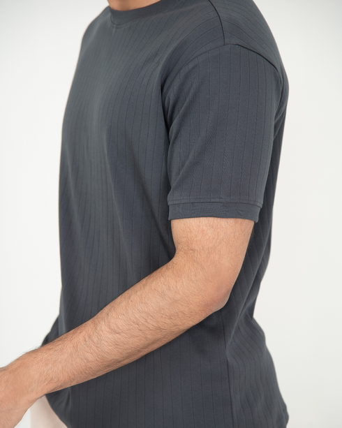 Mercerised Textured T-shirt - Forged Iron