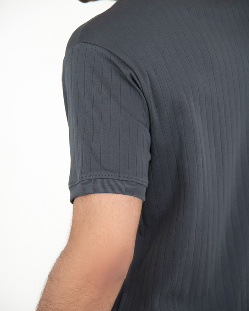 Mercerised Textured T-shirt - Forged Iron