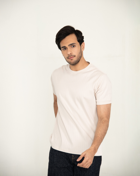 Mercerised Textured T-shirt - Vapour White