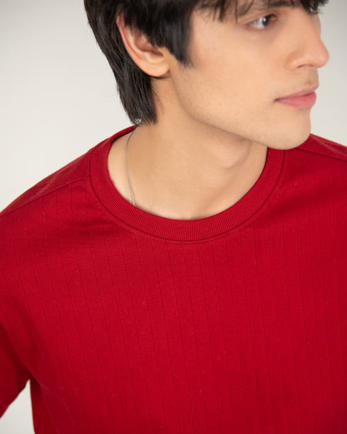 Mercerised Textured T-shirt - Winery