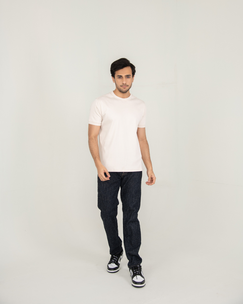 Mercerised Textured T-shirt - Vapour White