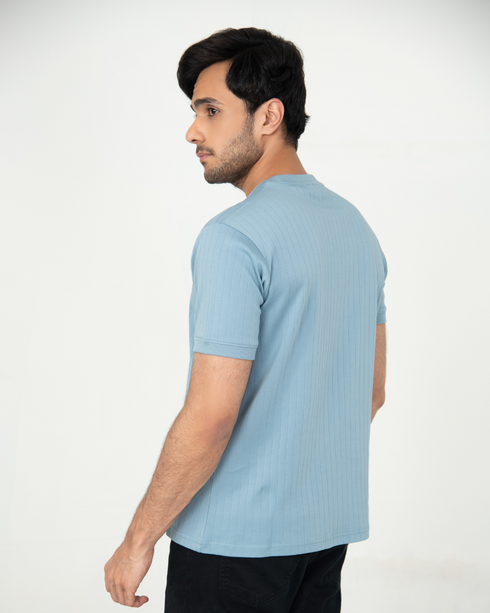 Mercerised Textured T-shirt - Smoke Blue
