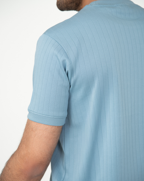 Mercerised Textured T-shirt - Smoke Blue