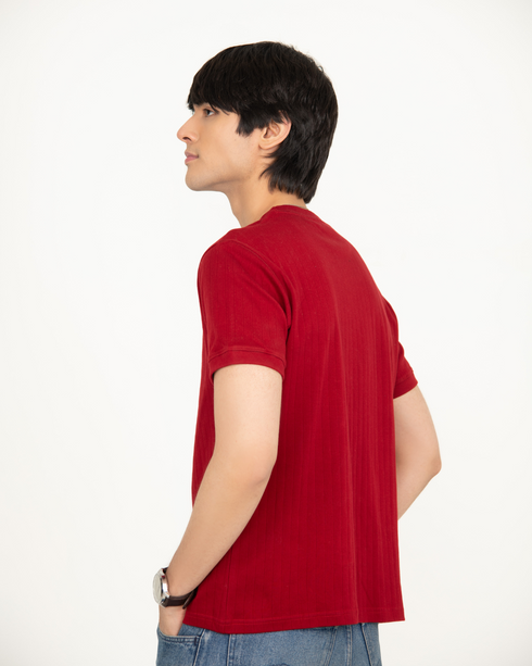 Mercerised Textured T-shirt - Winery