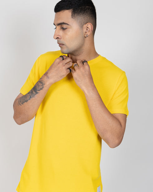 Popcorn Textured Tee - Lemon Yellow