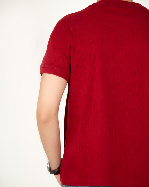 Mercerised Textured T-shirt - Winery