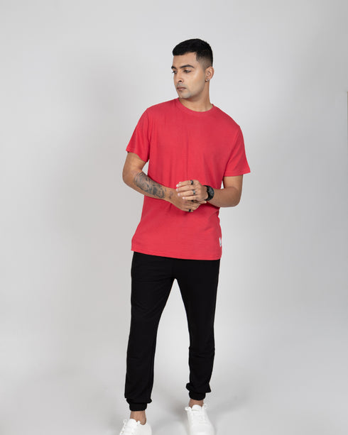 Popcorn Textured Tee - Scarlet Red
