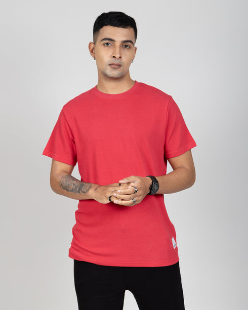 Popcorn Textured Tee - Scarlet Red