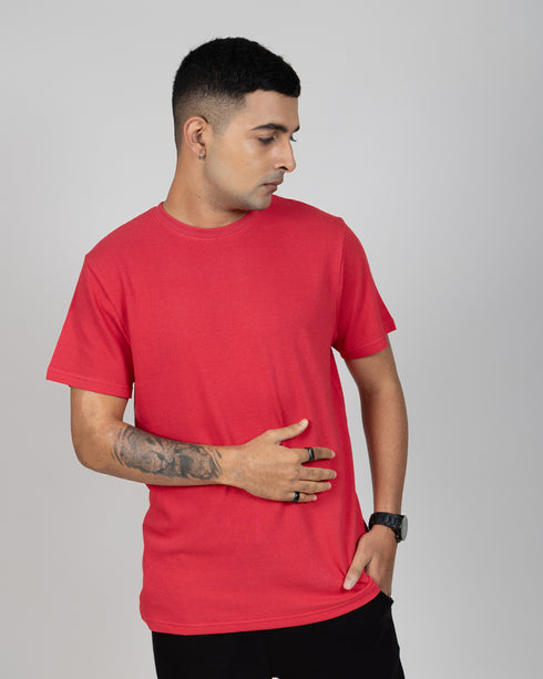 Popcorn Textured Tee - Scarlet Red