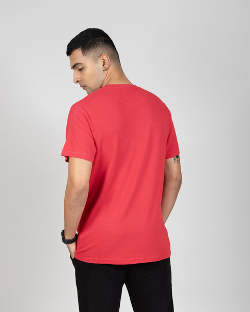 Popcorn Textured Tee - Scarlet Red