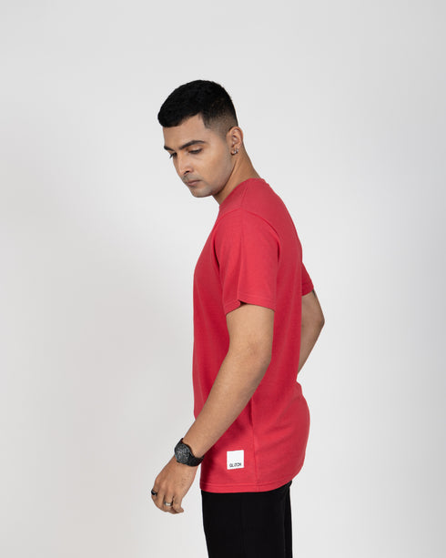 Popcorn Textured Tee - Scarlet Red