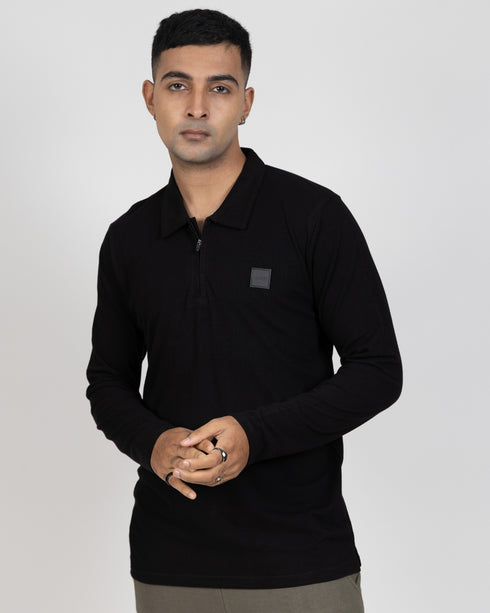 Full Sleeve Polo T-shirt - Jet Black