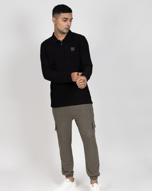 Full Sleeve Polo T-shirt - Jet Black