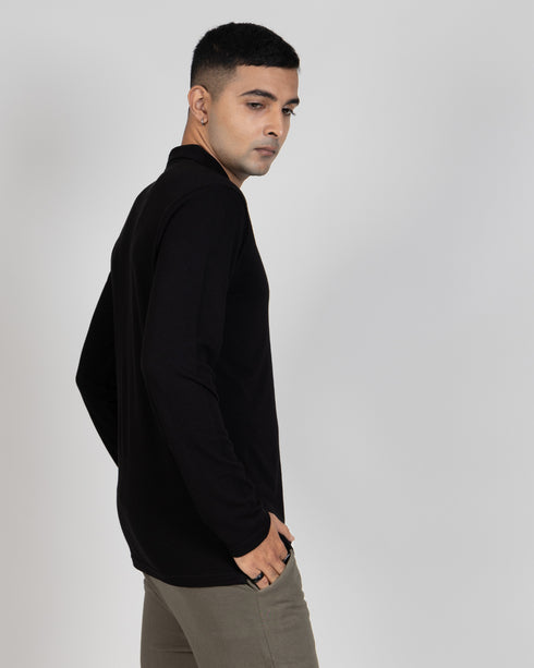 Full Sleeve Polo T-shirt - Jet Black