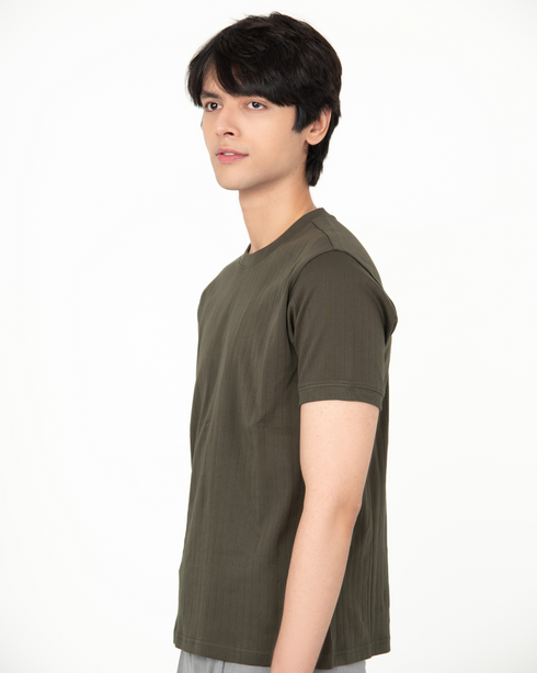 Mercerised Textured T-shirt - Forest Night