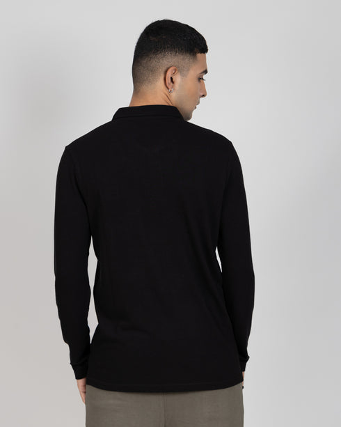 Full Sleeve Polo T-shirt - Jet Black