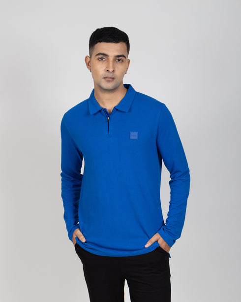 Full Sleeve Polo T-shirt - Pacific Blue