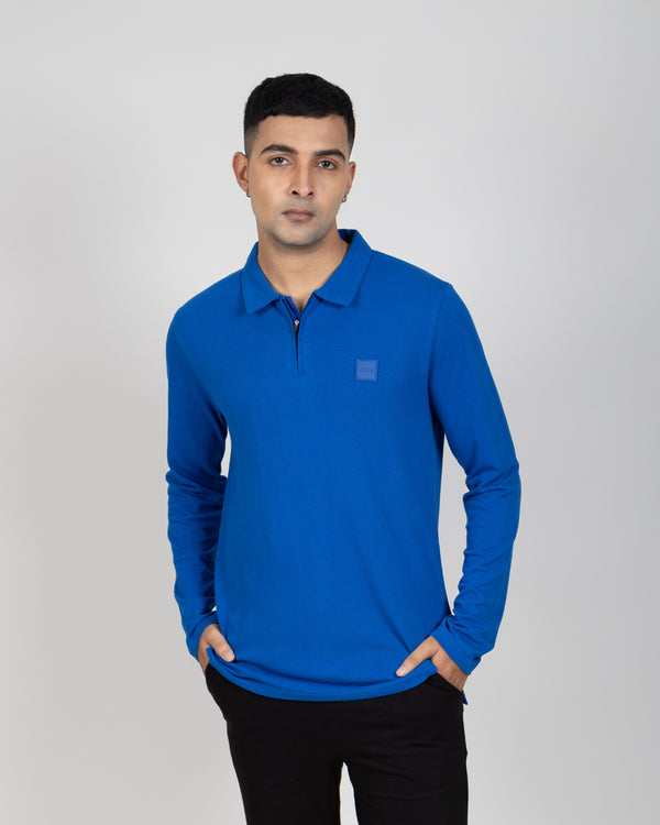 Full Sleeve Polo T-shirt - Pacific Blue