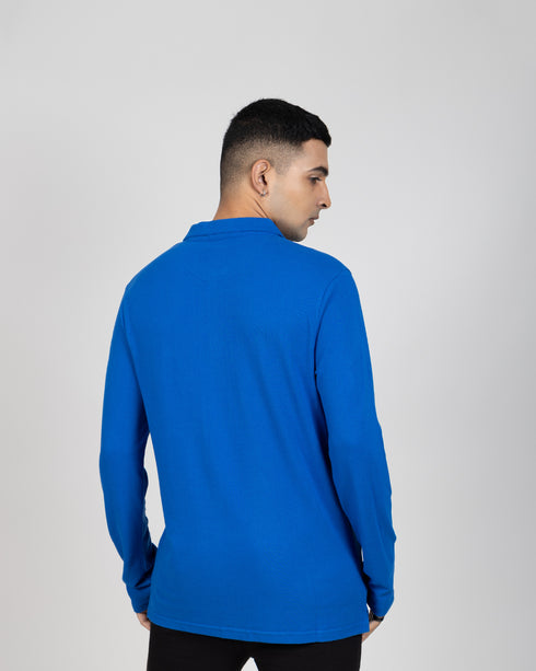 Full Sleeve Polo T-shirt - Pacific Blue