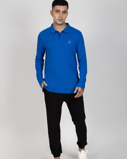 Full Sleeve Polo T-shirt - Pacific Blue