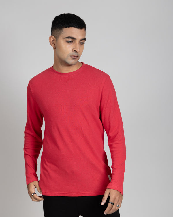 Full Sleeve Popcorn Tee - Scarlet Red
