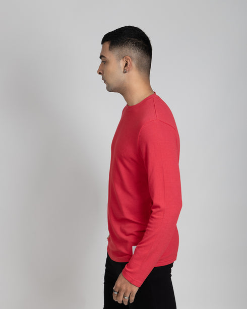 Full Sleeve Popcorn Tee - Scarlet Red
