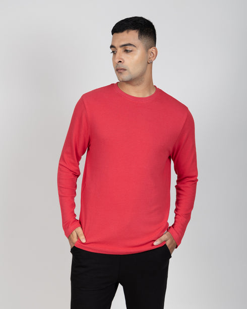 Full Sleeve Popcorn Tee - Scarlet Red