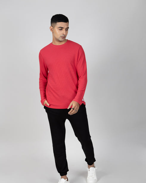 Full Sleeve Popcorn Tee - Scarlet Red