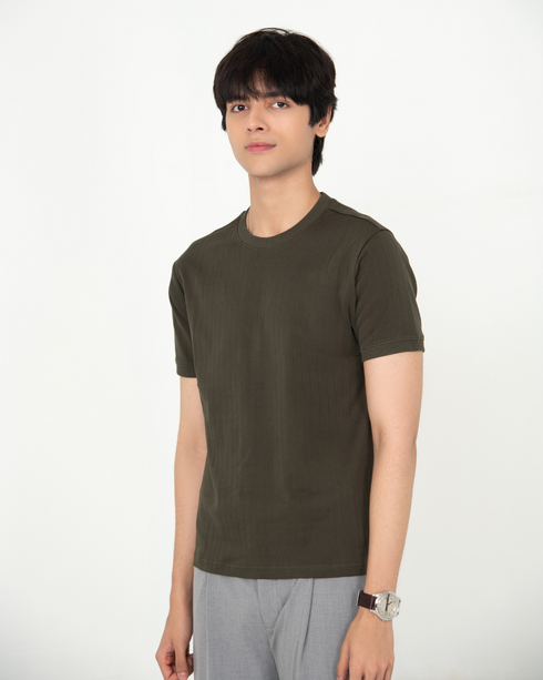 Mercerised Textured T-shirt - Forest Night